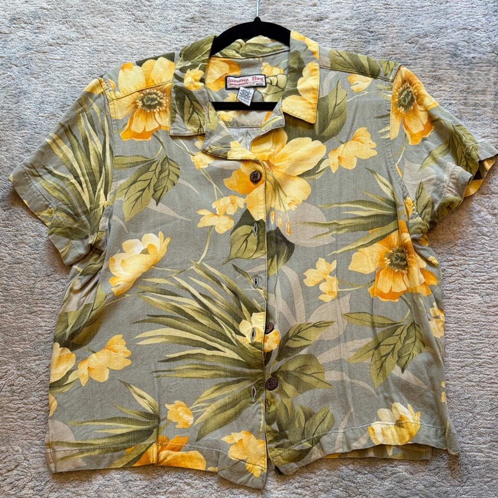 Jamaica Bay Short Sleeve Hawaiian Shirt - Yellow Floral